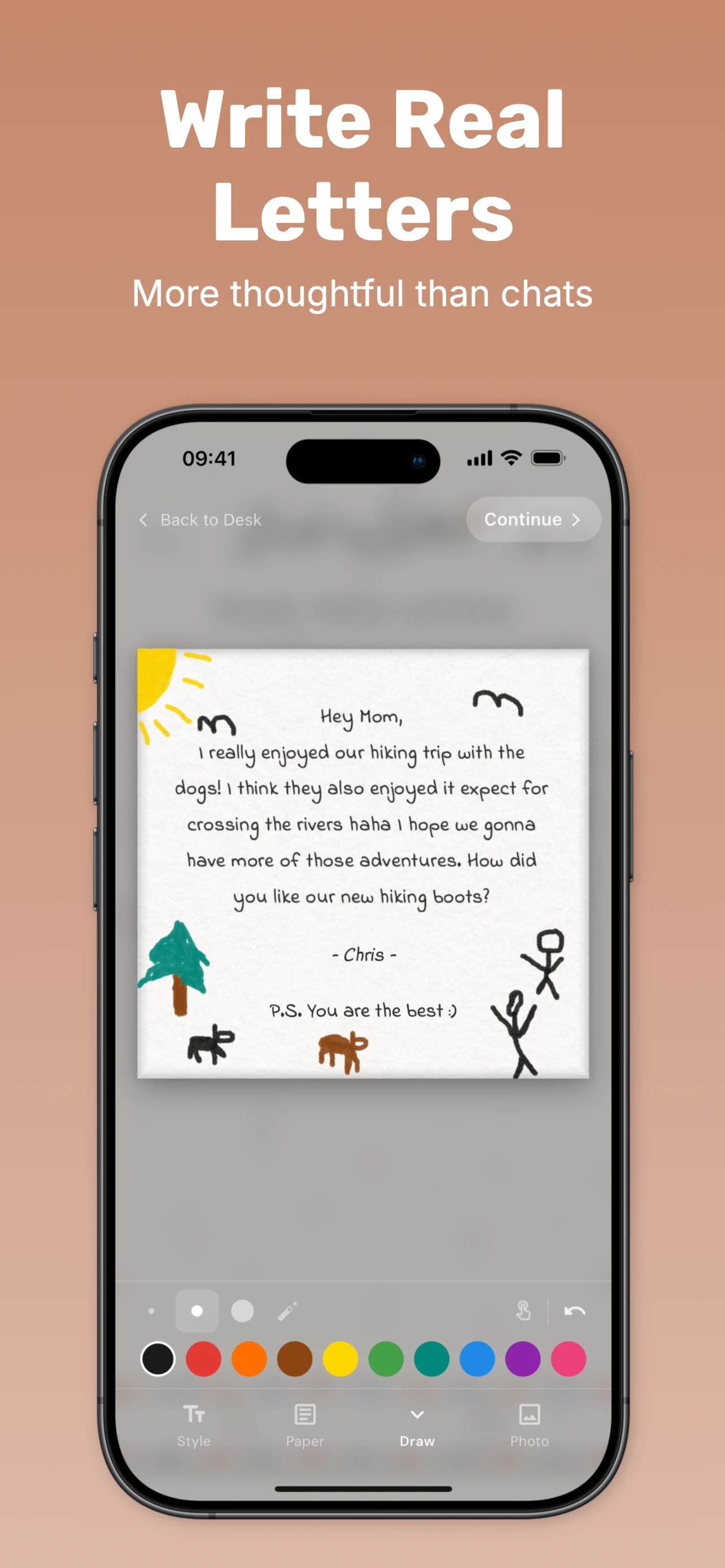 Screenshot der Just a Letter App